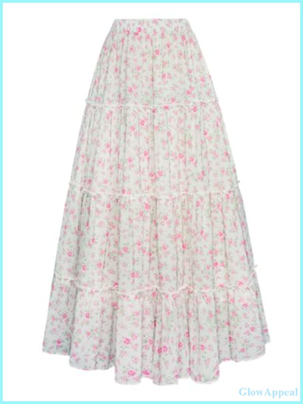 Women's High Waist Floral Tiered Maxi Skirt with Pockets, Soft Lined A-Line